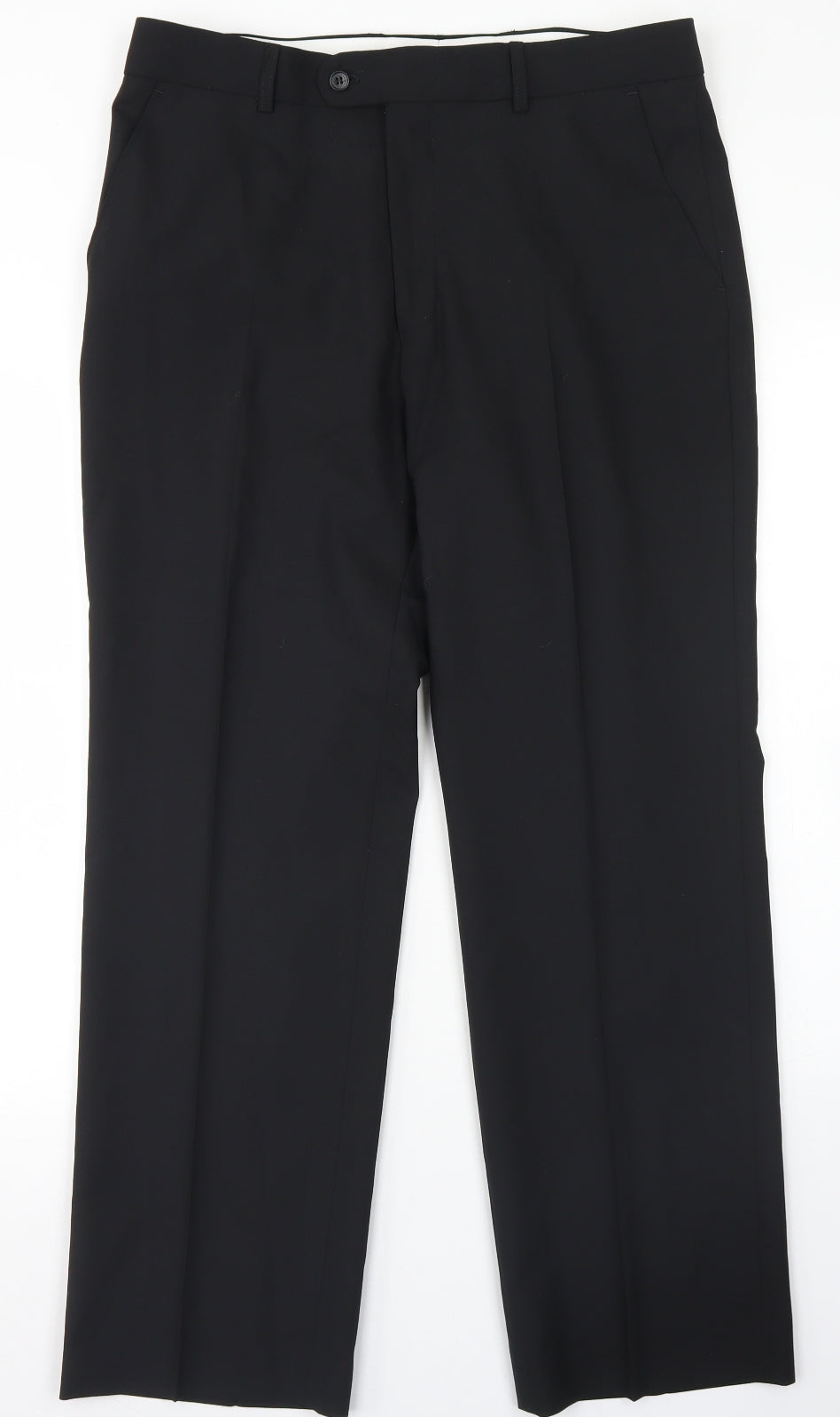 Preworn Mens Black  Polyester Dress Pants Trousers Size 34 in L28 in Regular Hook & Eye
