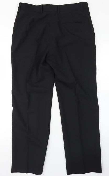 Preworn Mens Black  Polyester Dress Pants Trousers Size 34 in L28 in Regular Hook & Eye