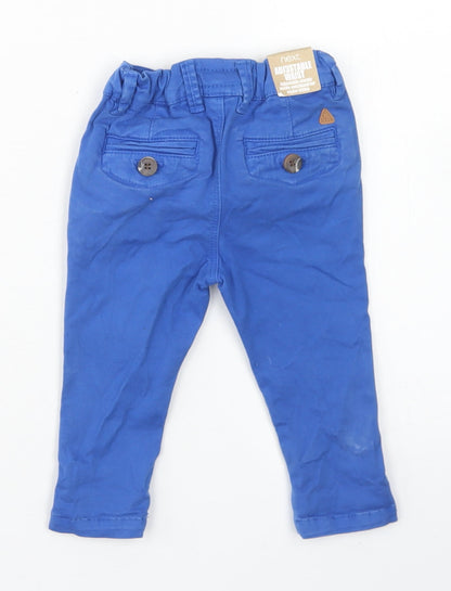 NEXT Boys Blue  Cotton Capri Jeans Size 3-6 Months  Button