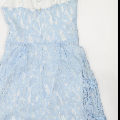 Boohoo Womens Blue  Polyamide Fit & Flare  Size 8  Sweetheart Zip