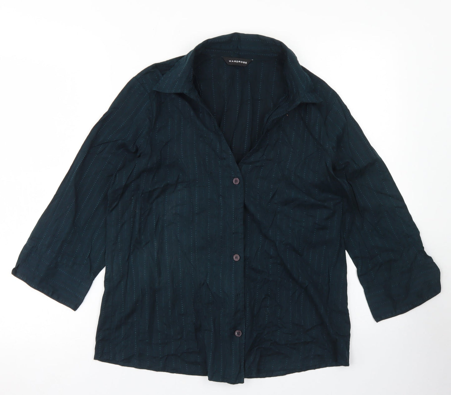Wrdrobe Womens Blue  Cotton Basic Button-Up Size 12 Collared