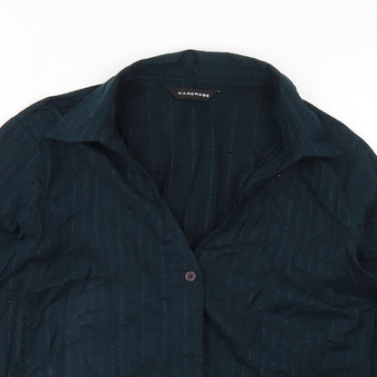 Wrdrobe Womens Blue  Cotton Basic Button-Up Size 12 Collared