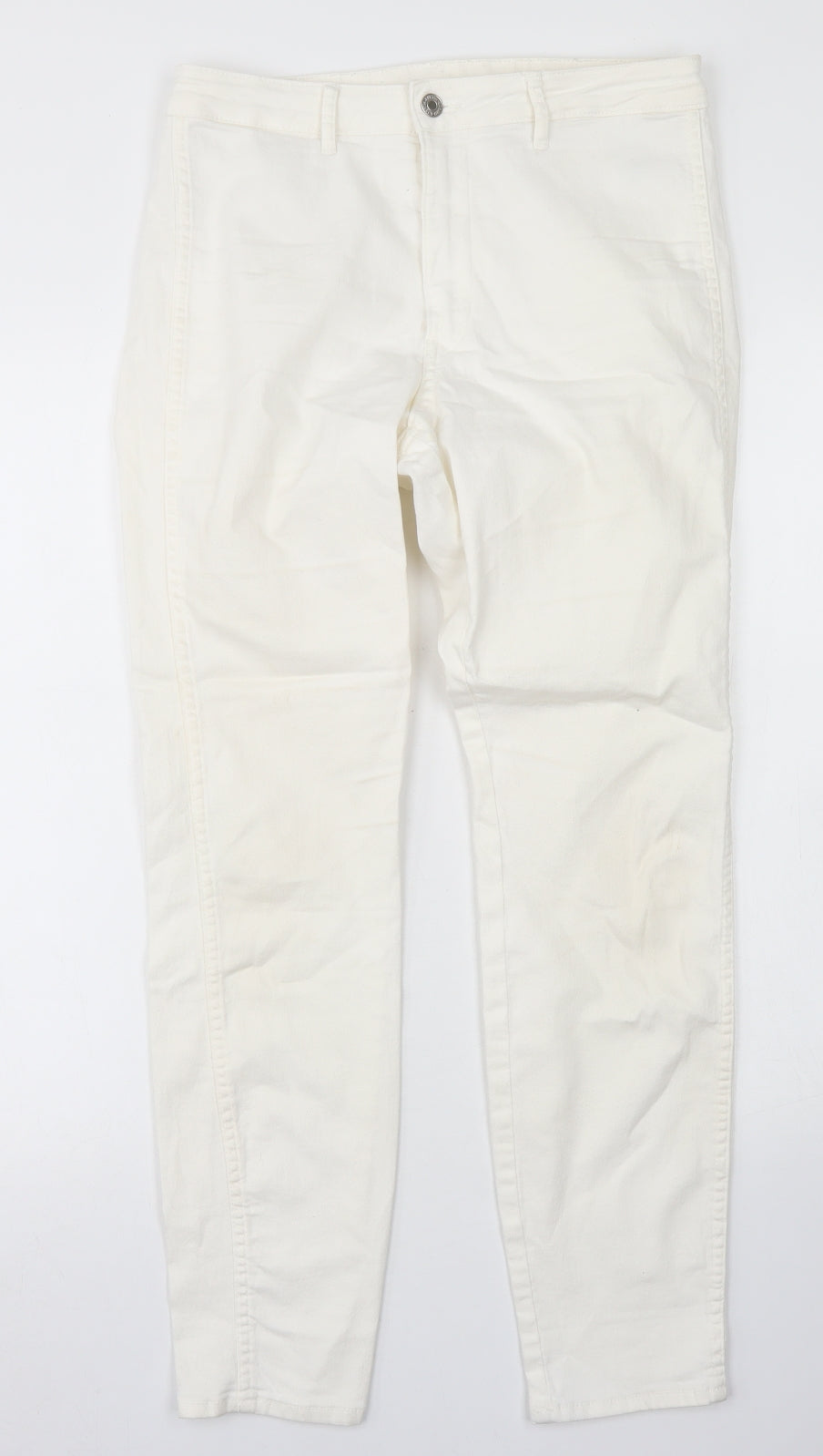 &Denim Womens White  Cotton Skinny Jeans Size 30 in L27 in Regular Button
