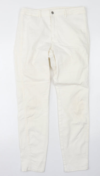 &Denim Womens White  Cotton Skinny Jeans Size 30 in L27 in Regular Button