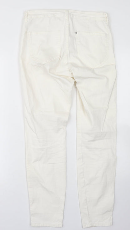 &Denim Womens White  Cotton Skinny Jeans Size 30 in L27 in Regular Button