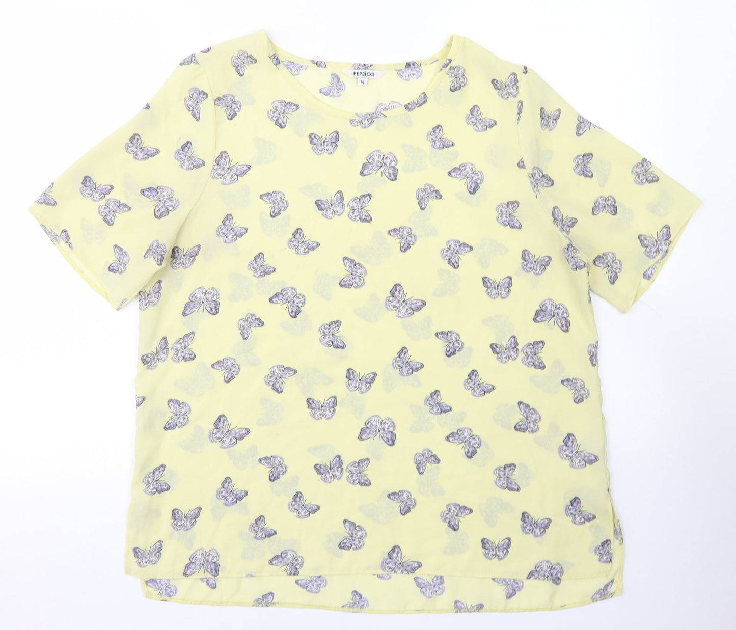 Womens UK Size 14 Pep & Co Yellow Basic Blouse