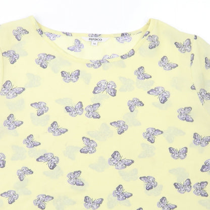 Womens UK Size 14 Pep & Co Yellow Basic Blouse