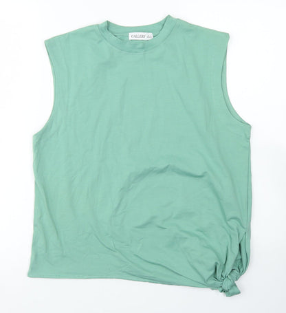 Gallery Womens Green  Cotton Basic Tank Size S Crew Neck - Tie Front