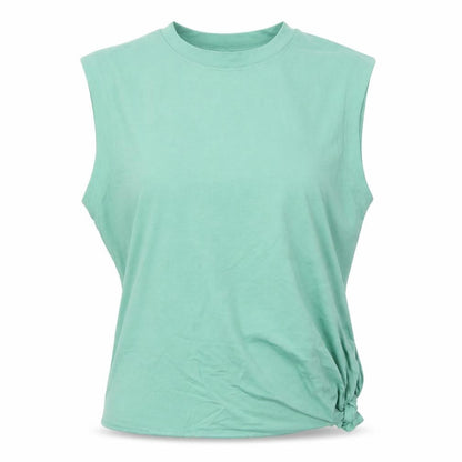 Gallery Womens Green  Cotton Basic Tank Size S Crew Neck - Tie Front