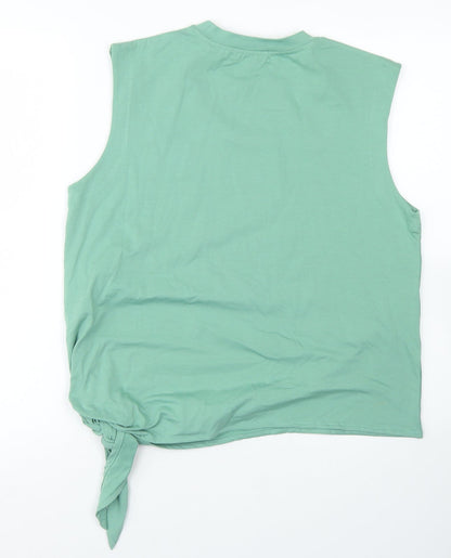 Gallery Womens Green  Cotton Basic Tank Size S Crew Neck - Tie Front