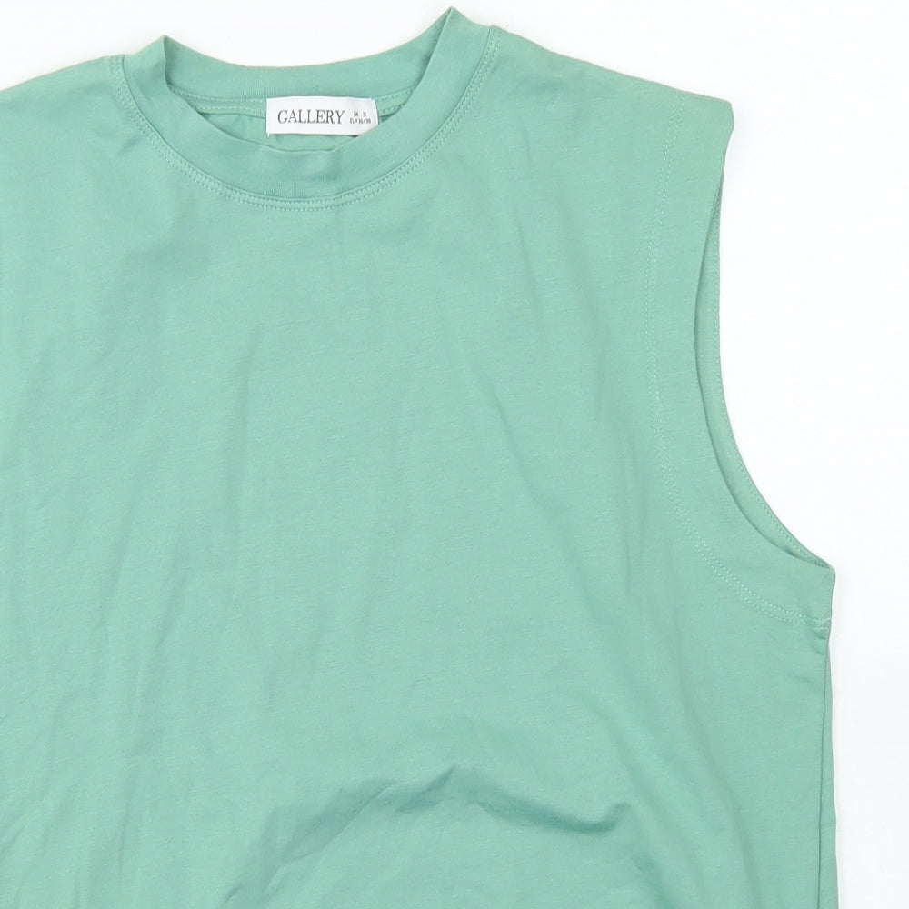 Gallery Womens Green  Cotton Basic Tank Size S Crew Neck - Tie Front