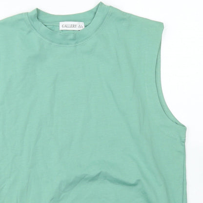 Gallery Womens Green  Cotton Basic Tank Size S Crew Neck - Tie Front