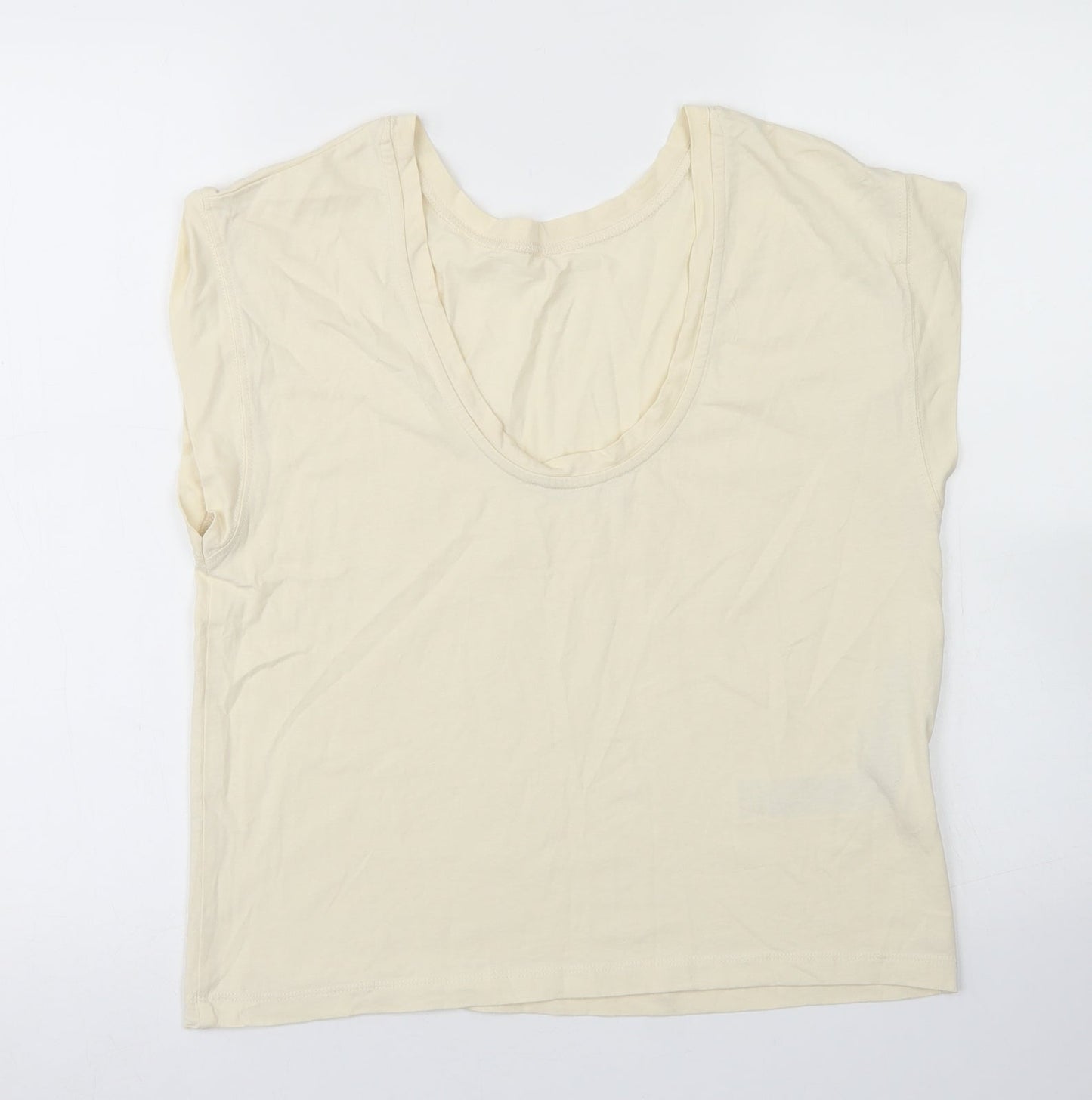 Womens UK Size XS MNG Ivory Basic T-Shirt