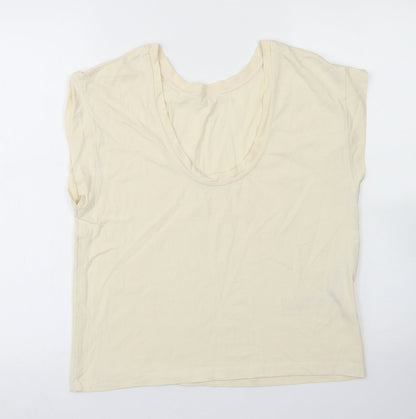 Womens UK Size XS MNG Ivory Basic T-Shirt