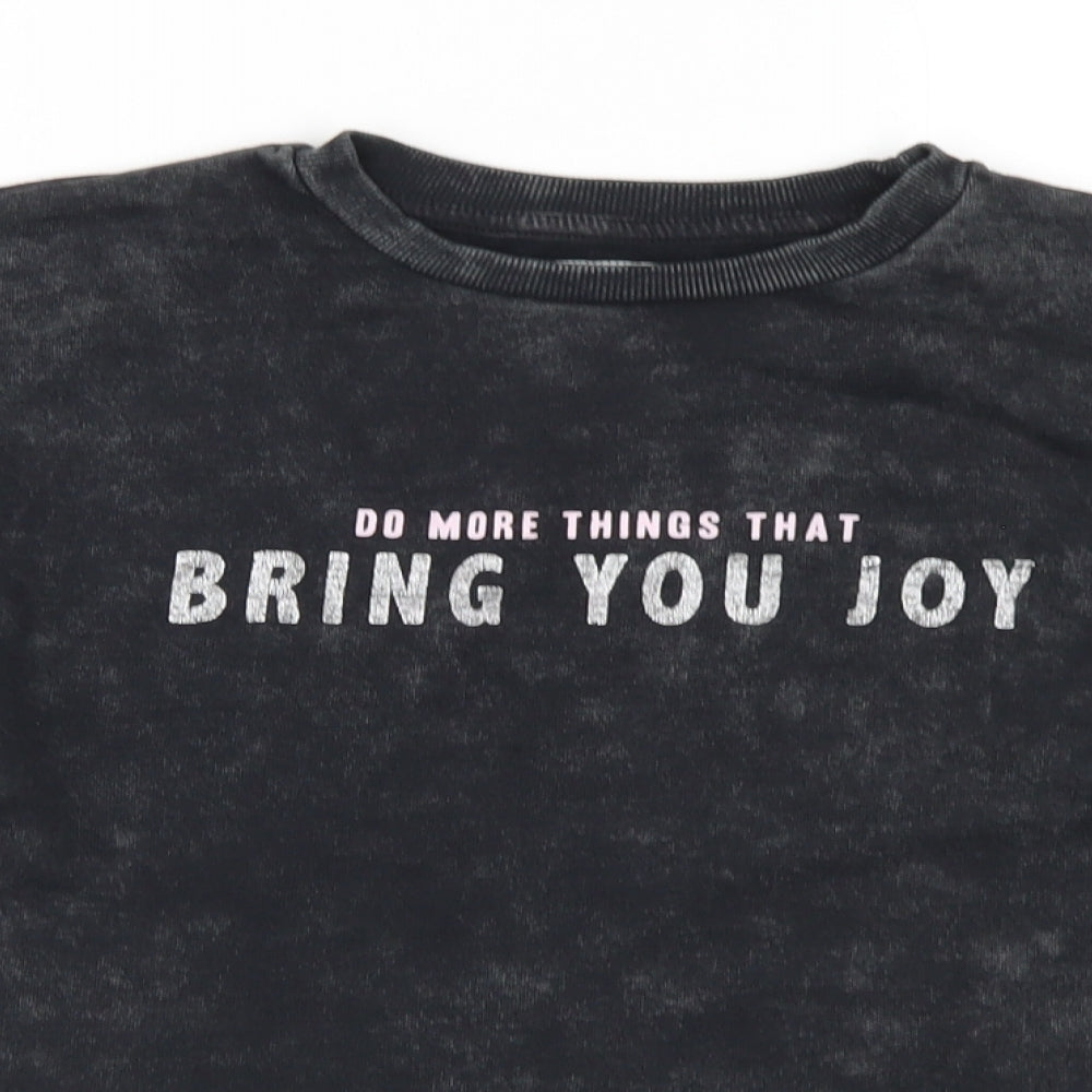 Primark Girls Black  Cotton Pullover Sweatshirt Size 10 Years   - Cropped, Puff sleeve
