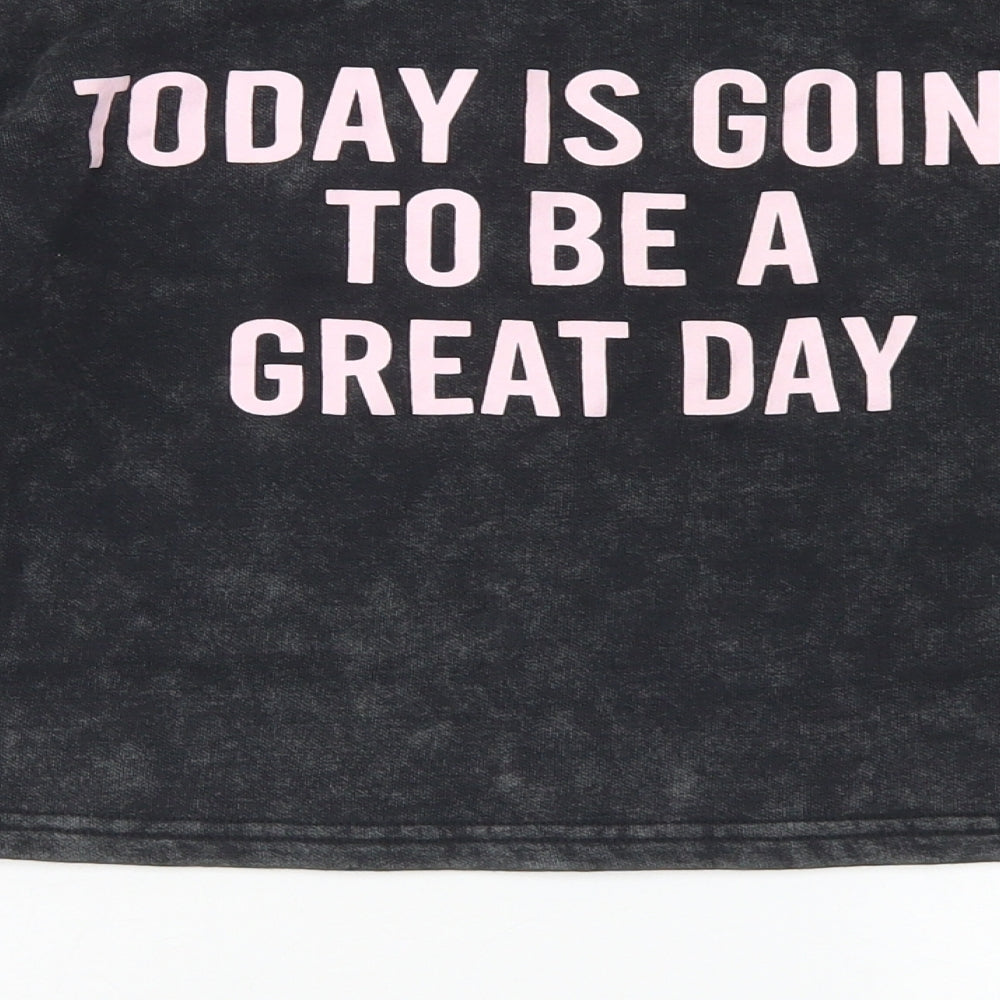 Primark Girls Black  Cotton Pullover Sweatshirt Size 10 Years   - Cropped, Puff sleeve