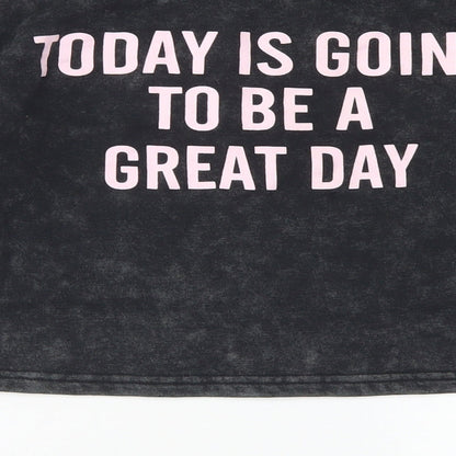 Primark Girls Black  Cotton Pullover Sweatshirt Size 10 Years   - Cropped, Puff sleeve