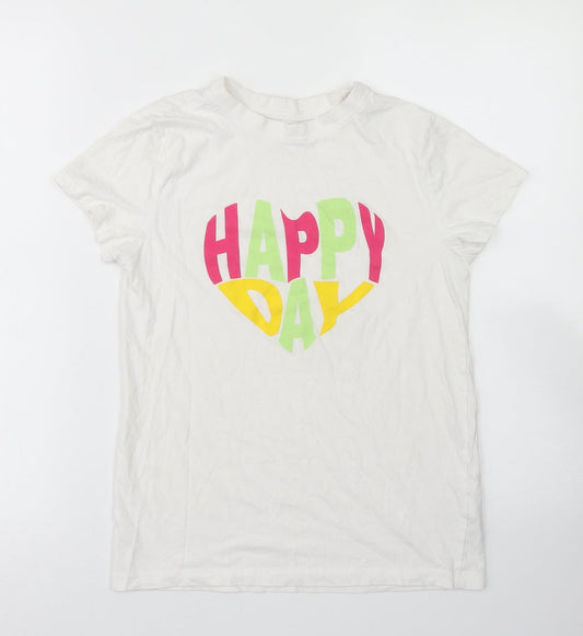 Primark Womens White  Cotton Basic T-Shirt Size 2XS Crew Neck