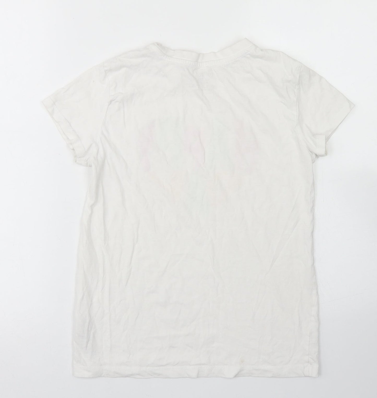 Primark Womens White  Cotton Basic T-Shirt Size 2XS Crew Neck