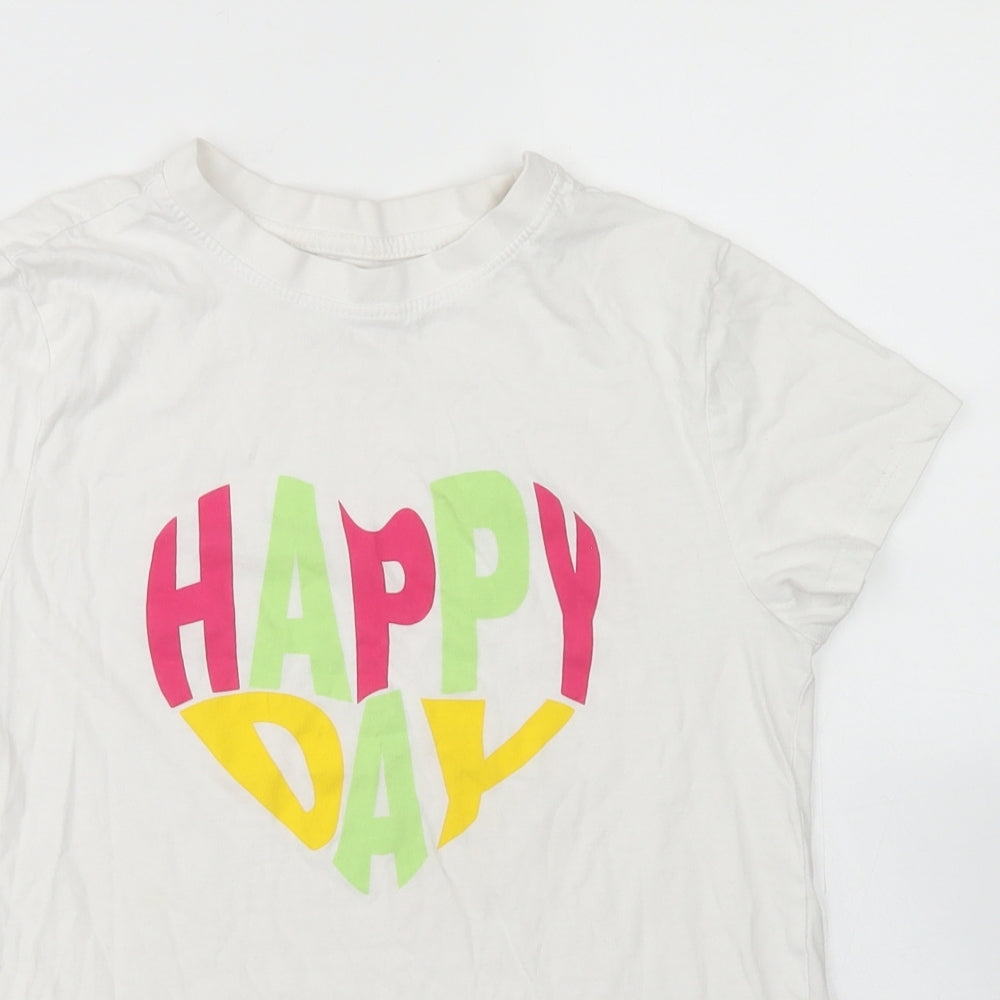 Primark Womens White  Cotton Basic T-Shirt Size 2XS Crew Neck