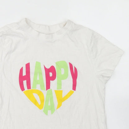 Primark Womens White  Cotton Basic T-Shirt Size 2XS Crew Neck