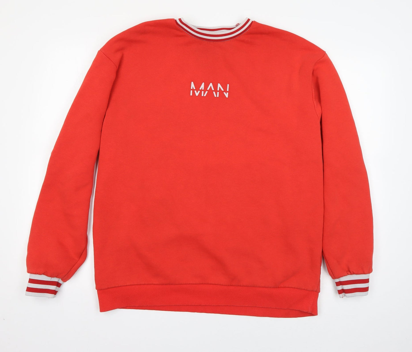 Mens UK Size M Boohoo Man Red Pullover Sweatshirt
