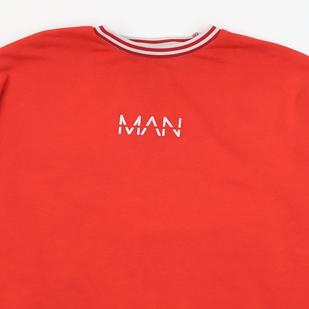 Mens UK Size M Boohoo Man Red Pullover Sweatshirt
