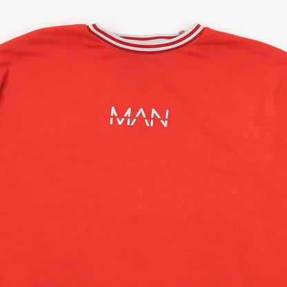 Mens UK Size M Boohoo Man Red Pullover Sweatshirt