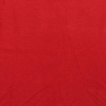 Love Knitwear Womens Red Boat Neck Plaid Acrylic Pullover Jumper Size 12   - Ribbed Knit detail