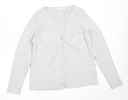 Primark Womens Grey V-Neck  Viscose Cardigan Jumper Size XL