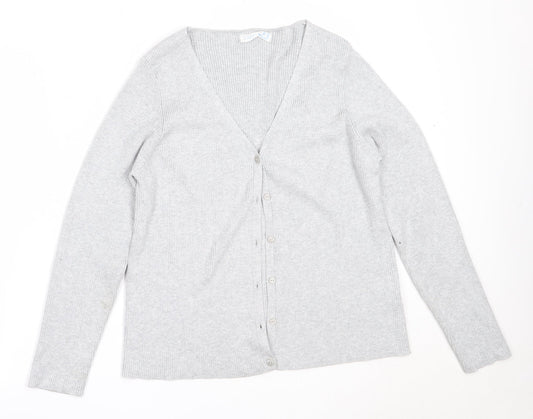 Primark Womens Grey V-Neck  Viscose Cardigan Jumper Size XL