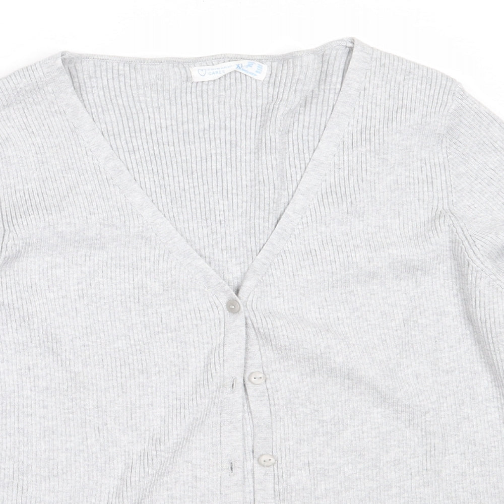 Primark Womens Grey V-Neck  Viscose Cardigan Jumper Size XL