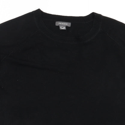 Primark Womens Black Round Neck  Acrylic Pullover Jumper Size L