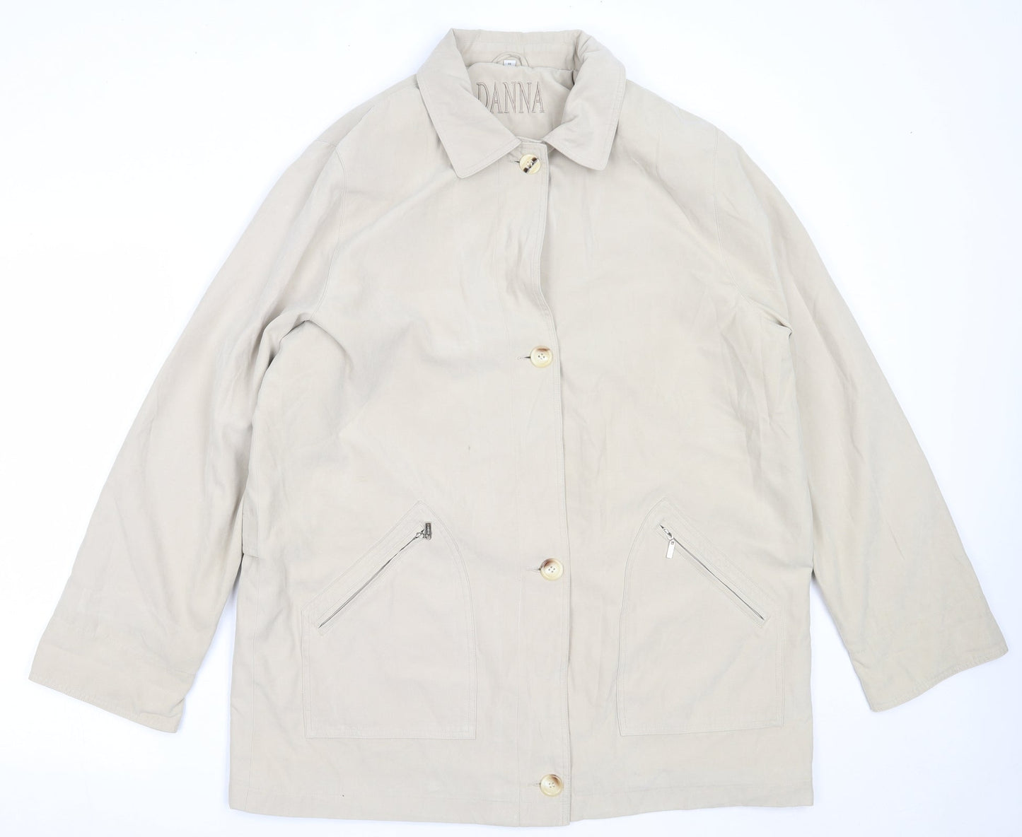 Danna Womens Beige   Overcoat Coat Size 18