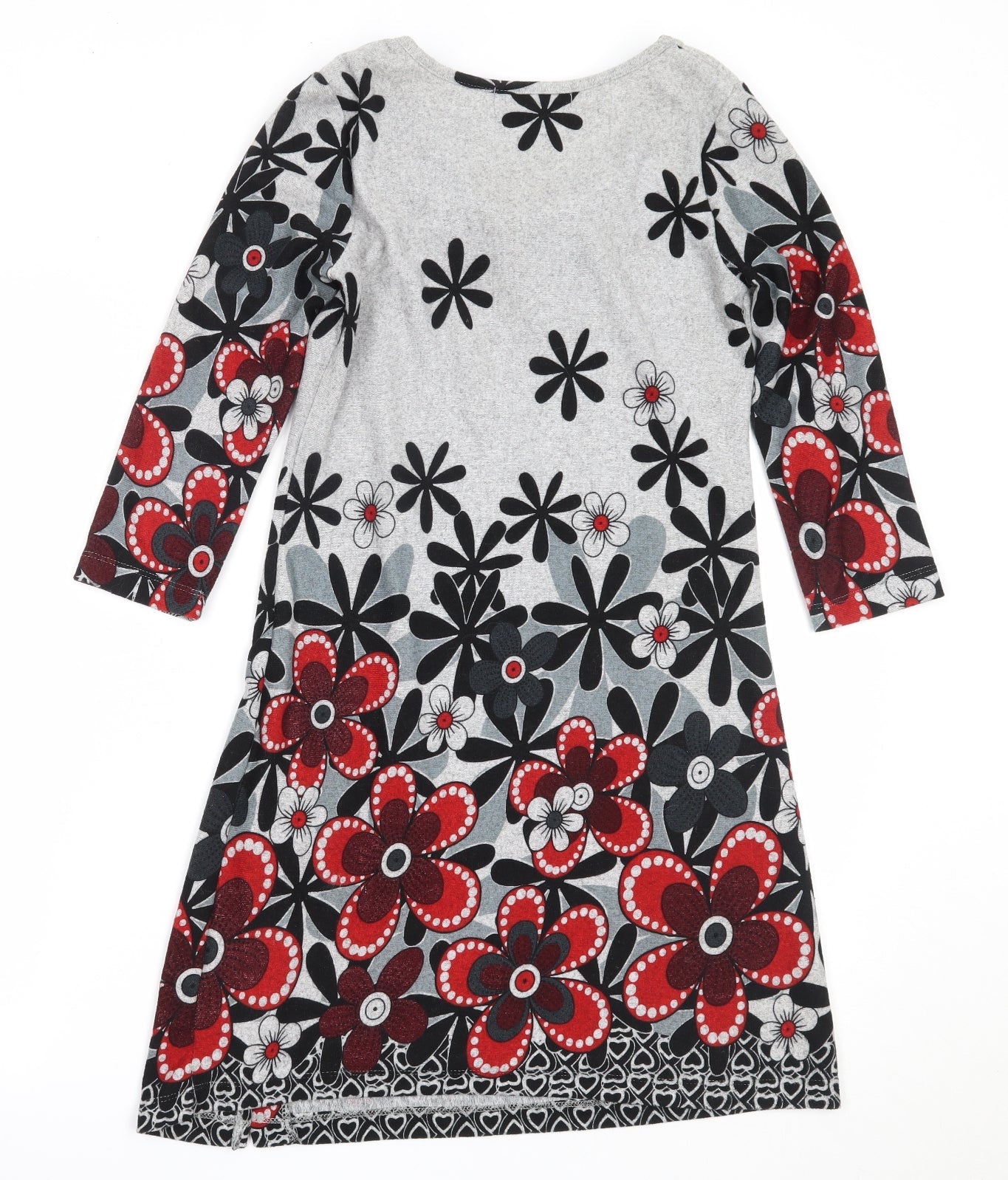 Autonomy Womens Grey Floral Polyester Jumper Dress  Size 10  Round Neck