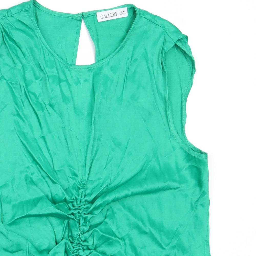 Womens UK Size 10 Gallery Green Basic Blouse