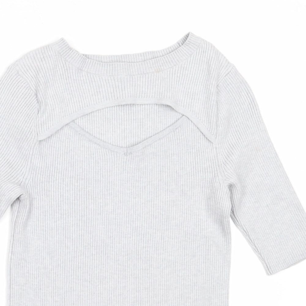 F&F Womens Grey Round Neck  Viscose Pullover Jumper Size 6