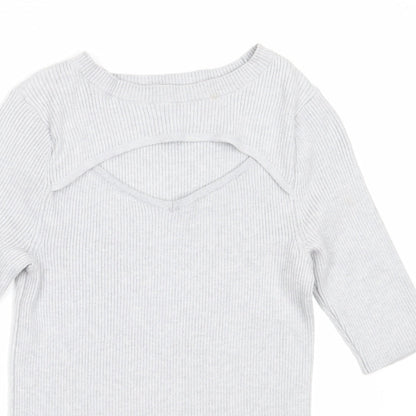 F&F Womens Grey Round Neck  Viscose Pullover Jumper Size 6