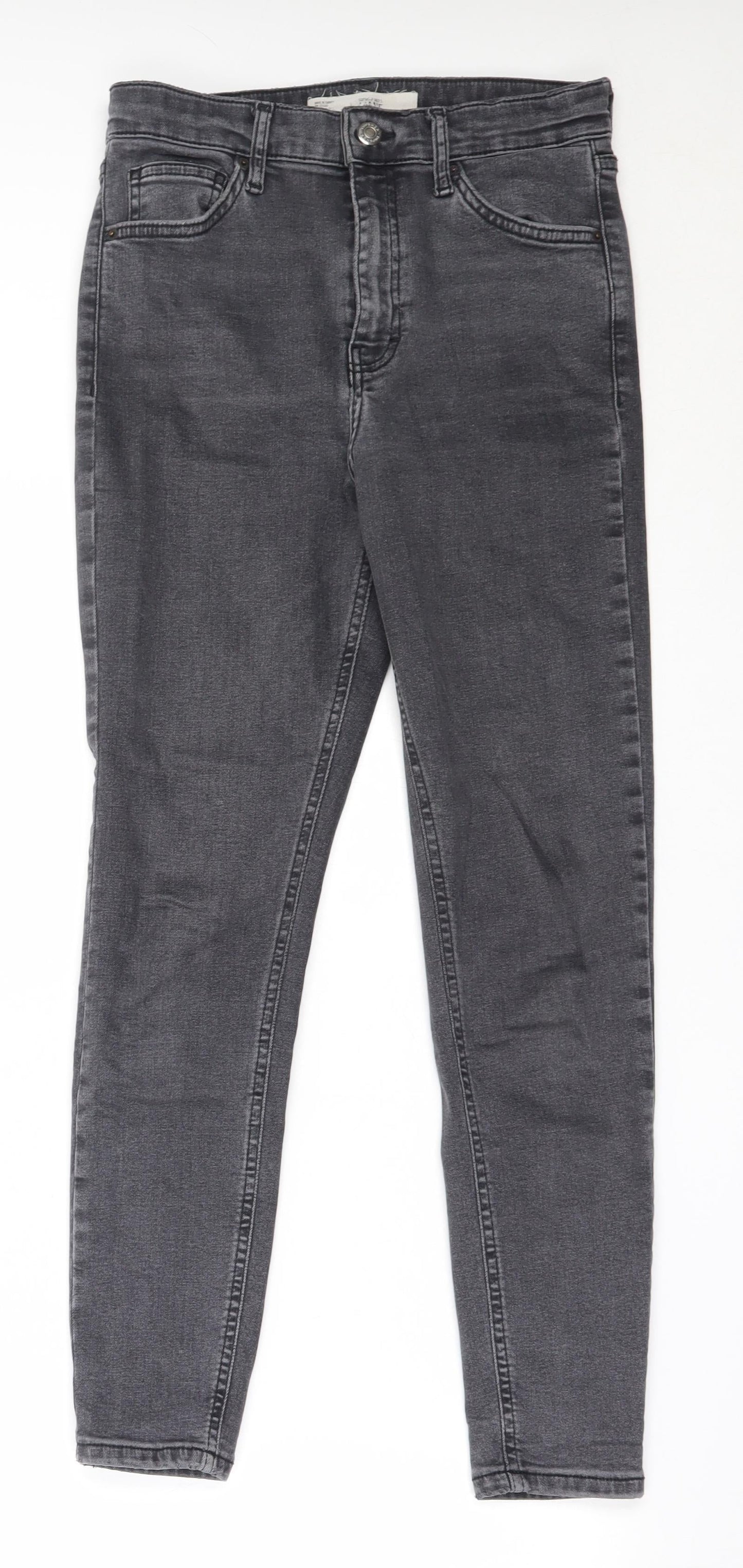 Topshop Womens Black  Cotton Skinny Jeans Size 28 in L26 in Regular