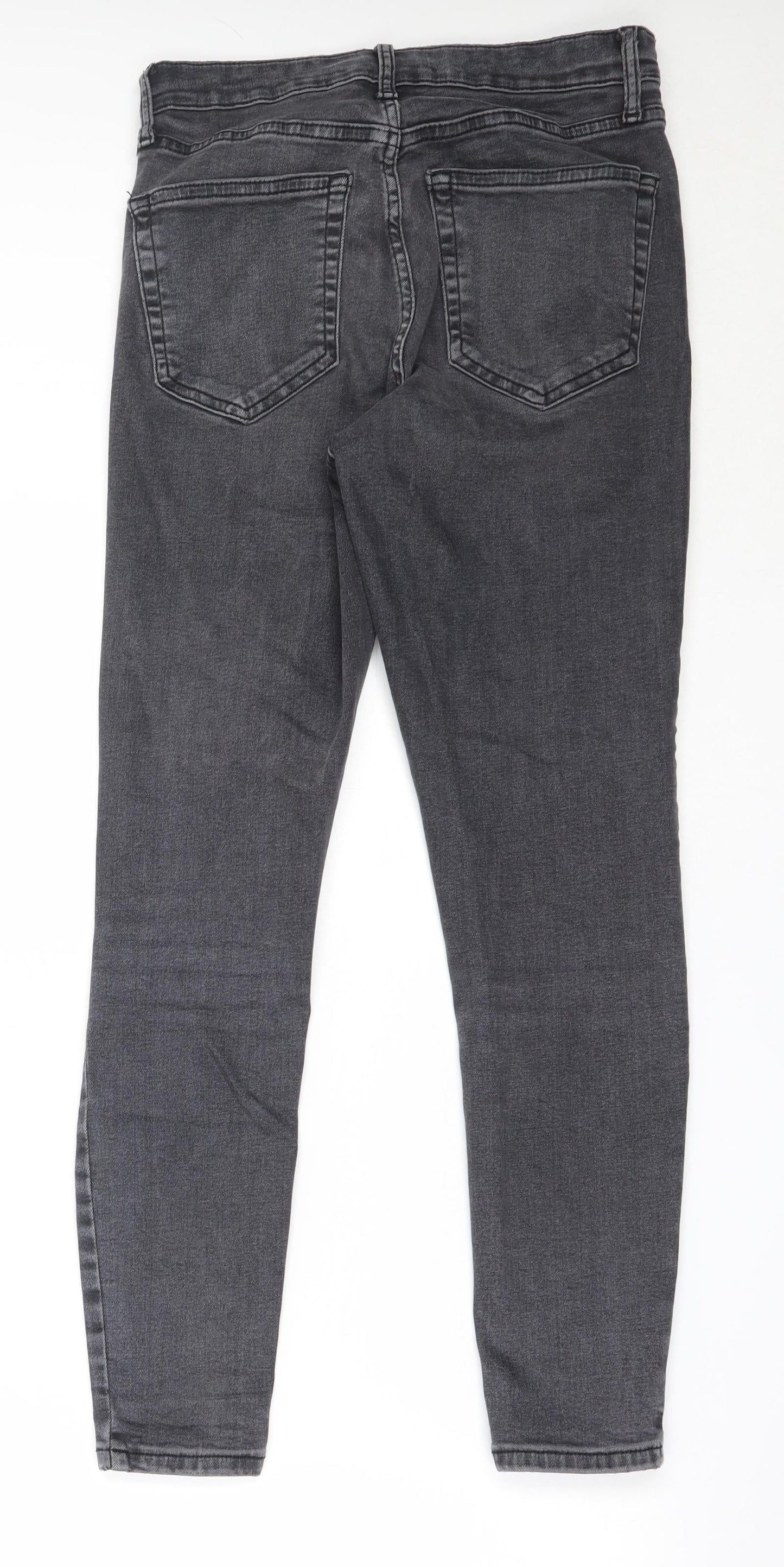 Topshop Womens Black  Cotton Skinny Jeans Size 28 in L26 in Regular