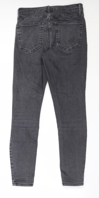 Topshop Womens Black  Cotton Skinny Jeans Size 28 in L26 in Regular