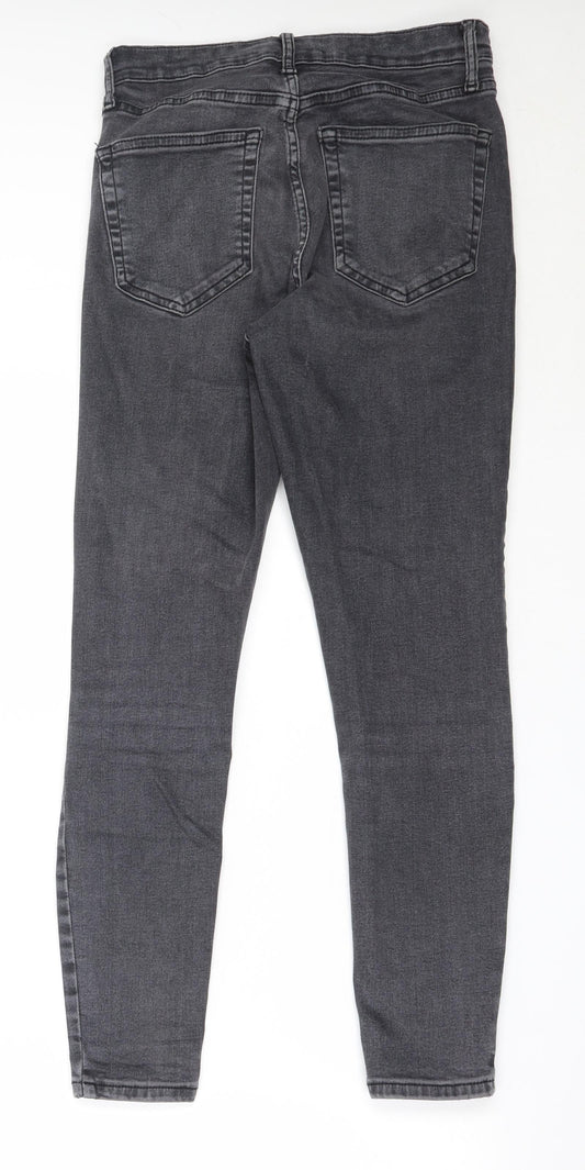Topshop Womens Black  Cotton Skinny Jeans Size 28 in L26 in Regular