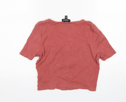 Topshop Girls Pink  Cotton Cropped T-Shirt Size 10 Years Scoop Neck