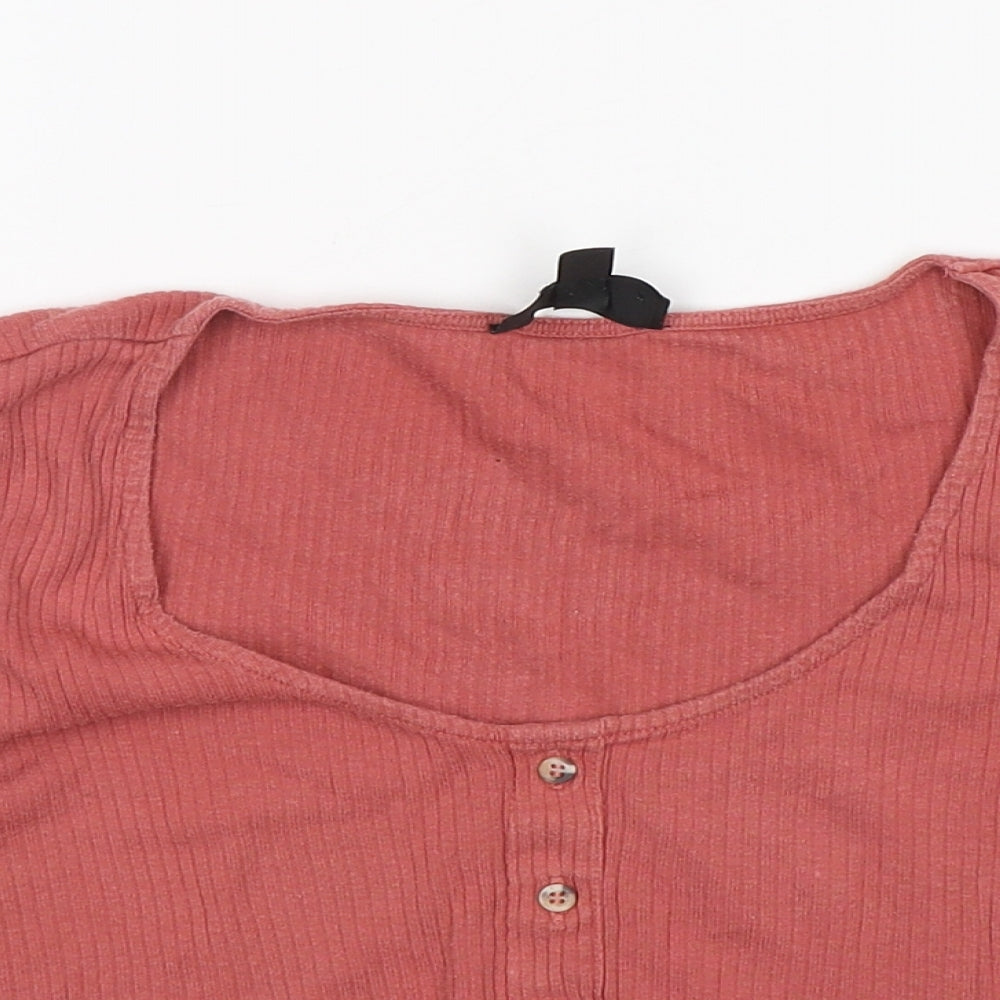Topshop Girls Pink  Cotton Cropped T-Shirt Size 10 Years Scoop Neck
