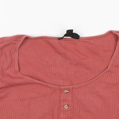 Topshop Girls Pink  Cotton Cropped T-Shirt Size 10 Years Scoop Neck