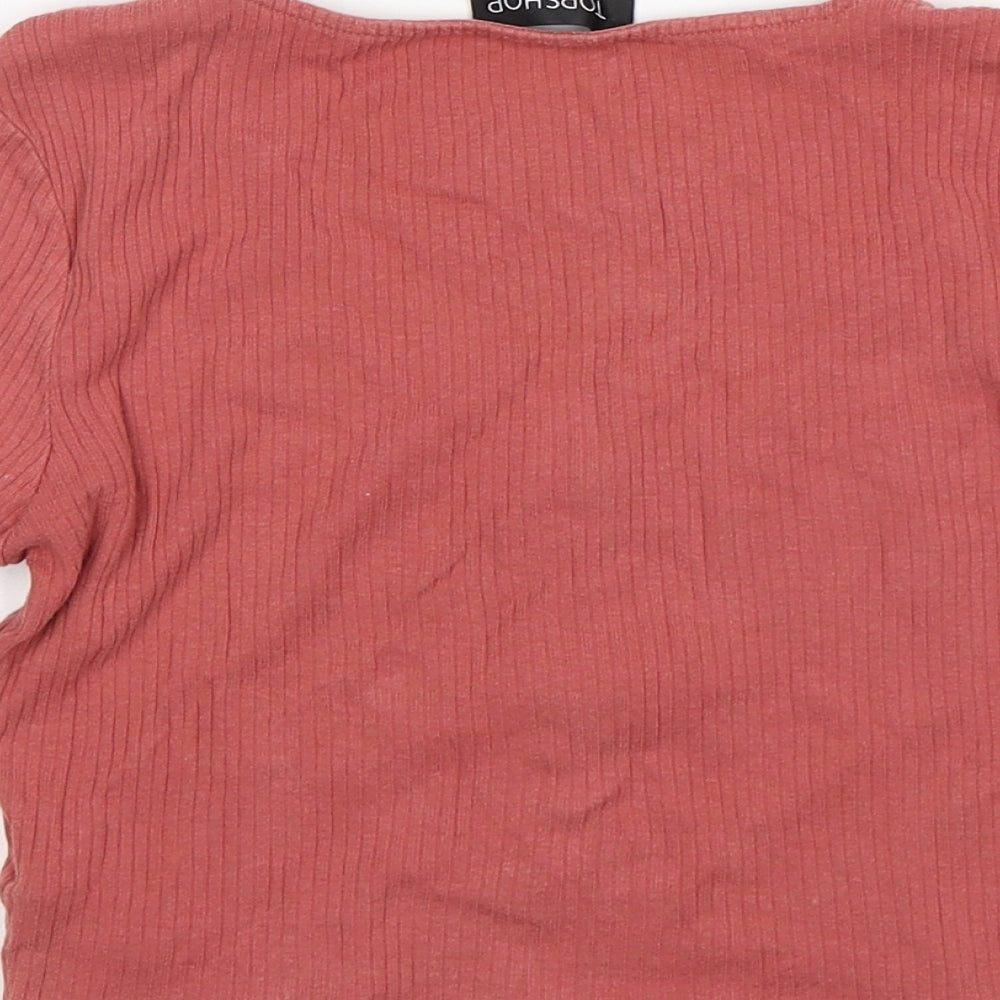 Topshop Girls Pink  Cotton Cropped T-Shirt Size 10 Years Scoop Neck