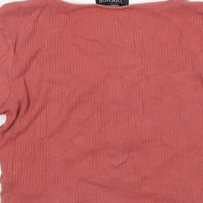 Topshop Girls Pink  Cotton Cropped T-Shirt Size 10 Years Scoop Neck