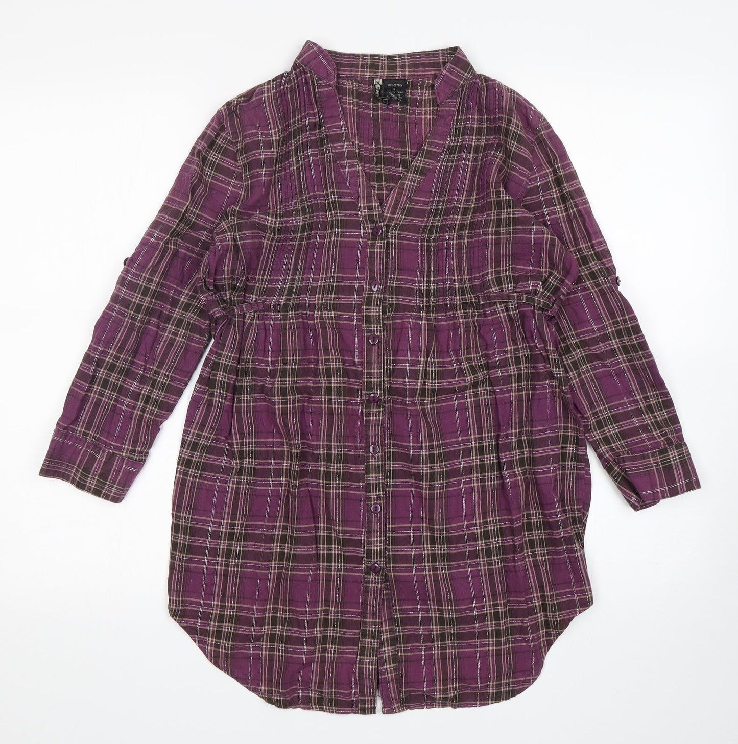 Womens UK Size S Passport Purple Basic Button-Up