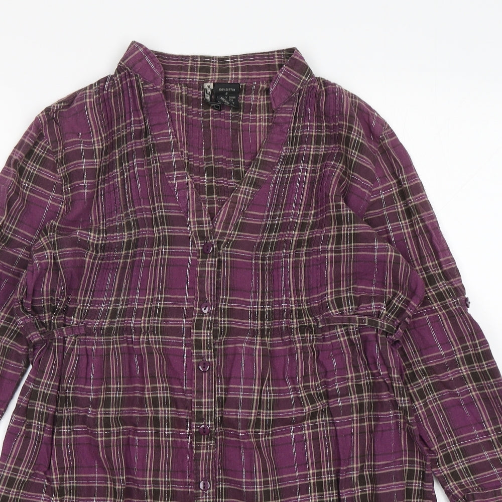 Womens UK Size S Passport Purple Basic Button-Up