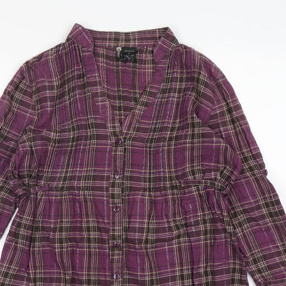 Womens UK Size S Passport Purple Basic Button-Up